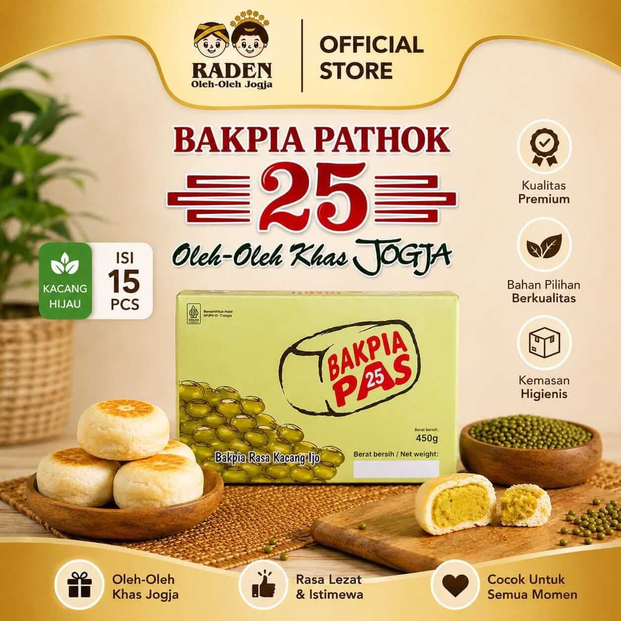 Bakpia Pathok Pas 25 Isi 15 Pcs Oleh-Oleh Khas Jogja