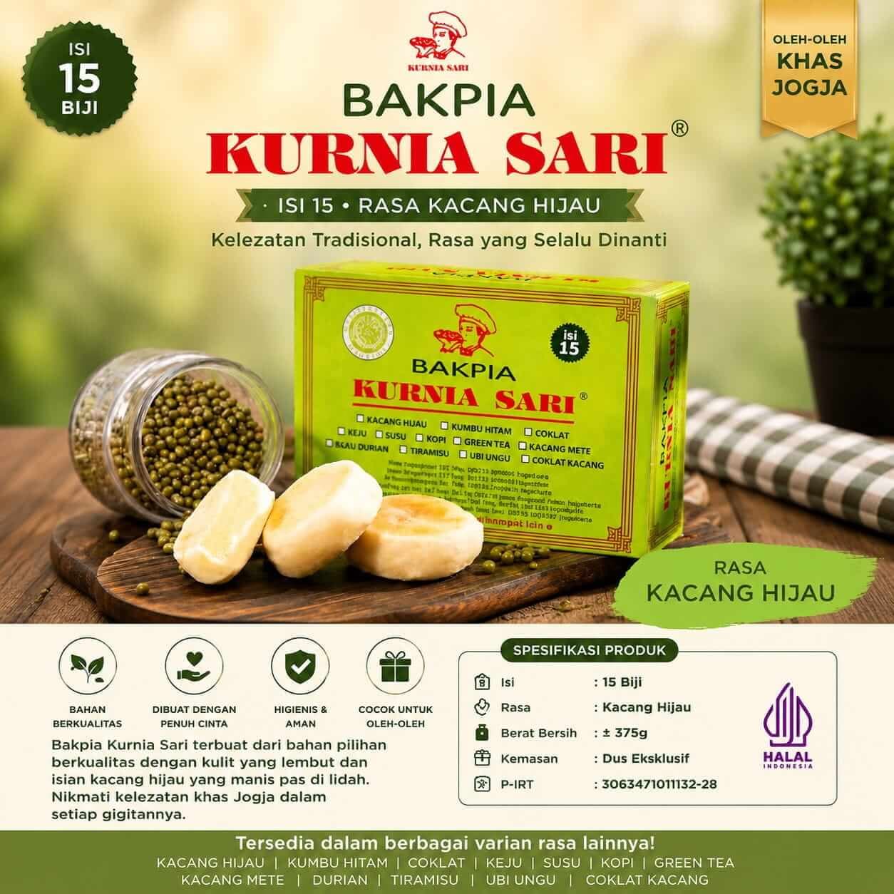 Bakpia Kurnia Sari Isi 15 Premium Oleh-Oleh Khas Jogja